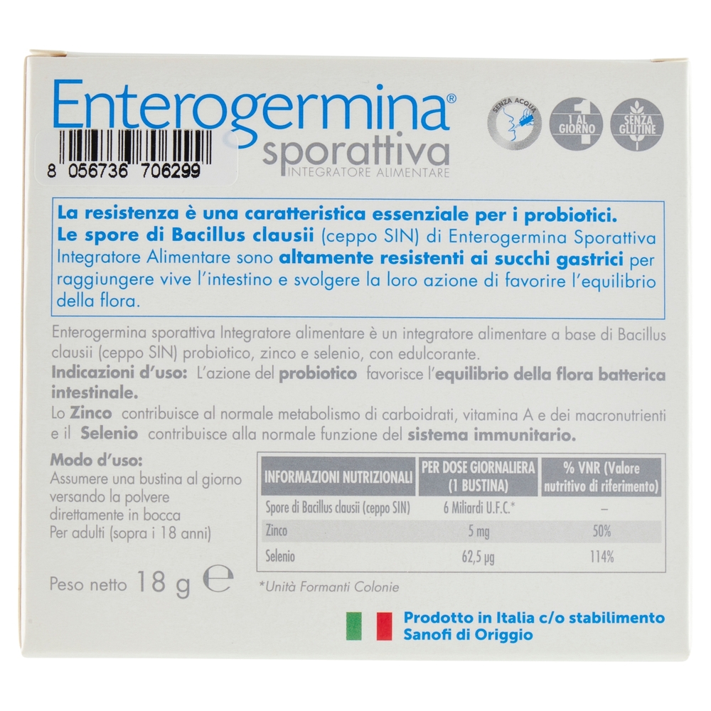 Enterogermina Integratore Alimentare Bustine, 18 g, 9 Pezzi